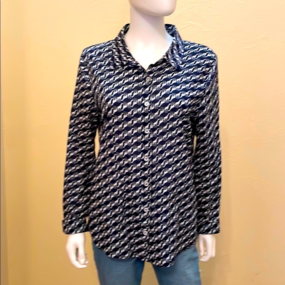 Navy Patterned Women's Top